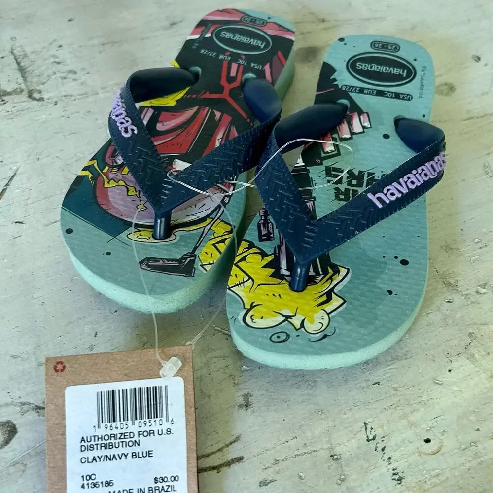 NWT Children’s kids Havaianas Star Wars flip flops sandals size 10 C